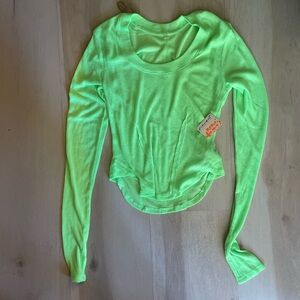 Free people neon green, long sleeve with thumb hole